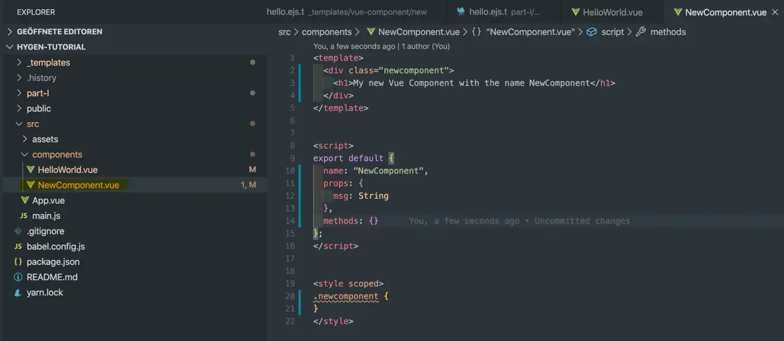 New Component file in our project structure