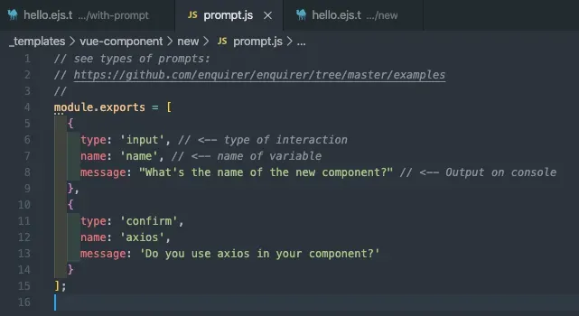 New prompt.js file with confirm question type